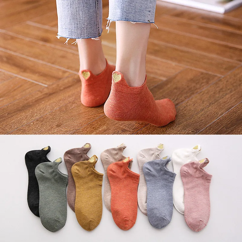 Модные простые носки в студенческом стиле с вышивкой Love Классические однотонные