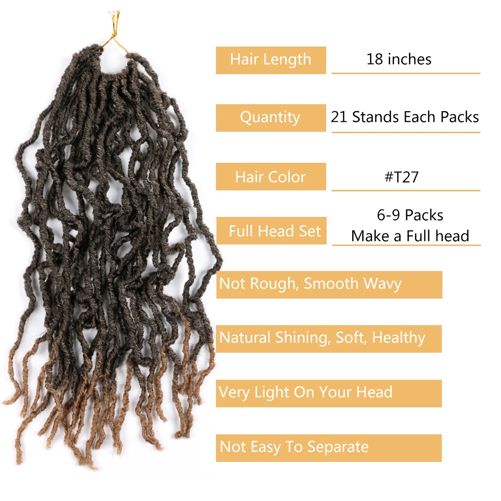 DAIRESS 18 &quotNu Locs крючком косы дреды расширение 21 корни искусственные локоны в стиле