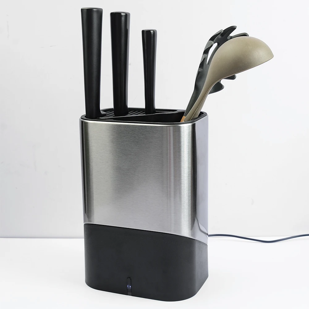 

XYj Universal Knife Block Stainless Steel Knives Stand For Kitchen Chef Knife with Scissors-Slot UV Disinfection Storage Holder