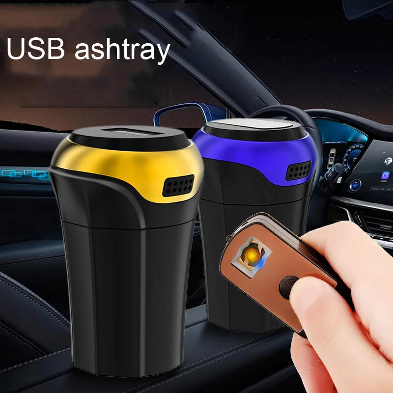 1 шт. автомобильная пепельница с зажигалками для сигарет USB зарядка Led синий свет