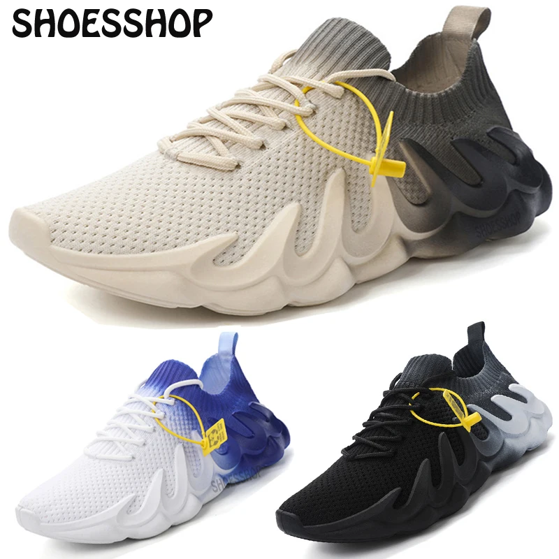 

Mens Socks Shoes Flying Knitted Knitted Mens Shoes Autumn Breathable Sports Shoes Octopus Soles Mens Casual Shoes