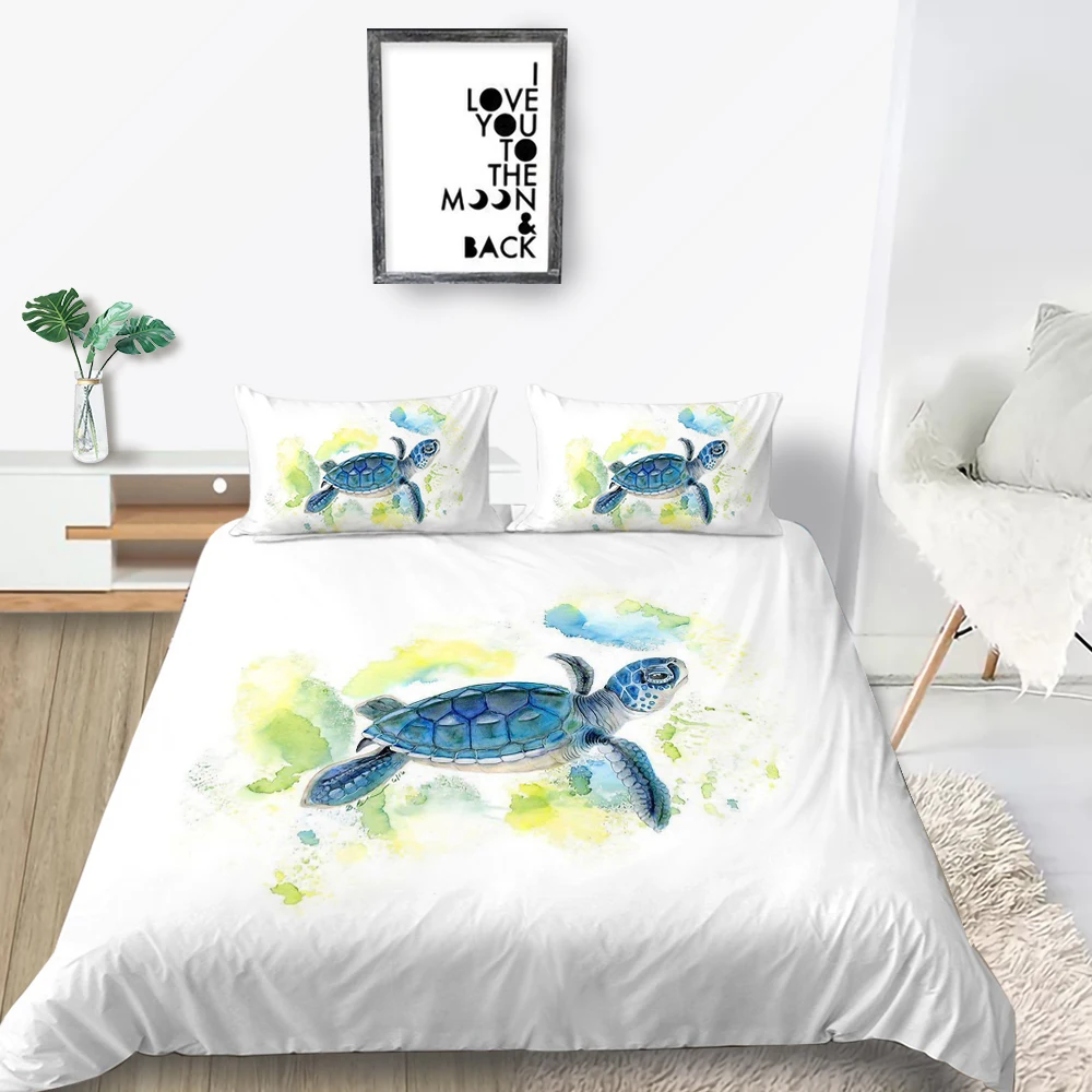 Комплект постельного белья с изображением морских черепашек | Дом и сад