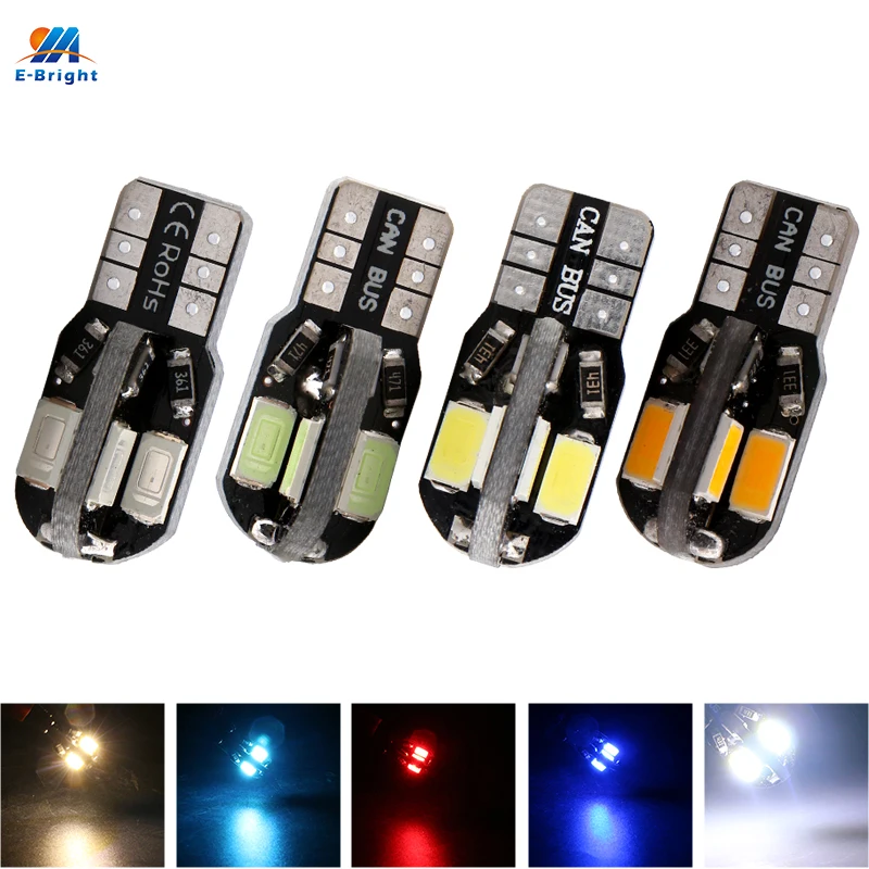 10 шт. T10 W5W Led Canbus 5730 8 SMD без ошибок 12 В постоянного тока белый синий красный зеленый