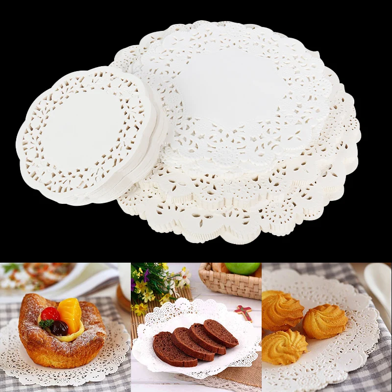 

JOY-ENLIF White Decor Round Lace Paper Wedding Table Decoration Doilies White Tableware Placemats Paper Mats Gift Wrapper 200pcs