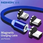 Магнитный кабель NOHON, Micro USB Type C, Магнитный зарядный кабель для iPhone 11 Pro XS MAX XR X 8 7, Samsung S8 S9 S7 S6, зарядный кабель 2 м