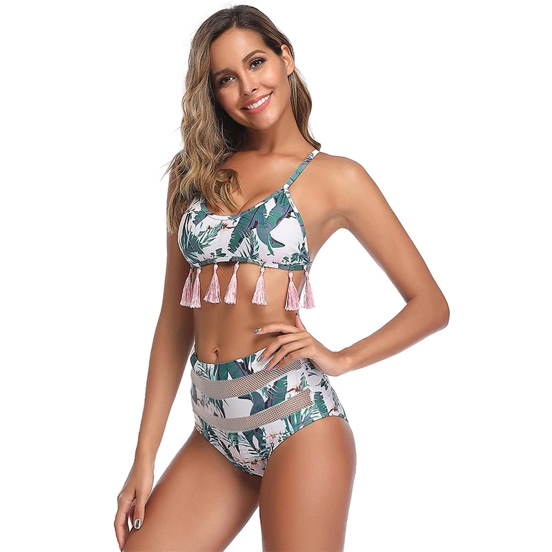 

2021 Womens Sexy Floral Print Bikini Set Hot Stamp Sport Swimwear Push-Up Swimsuit Swimwear Women Brazilian Tankini Biquini