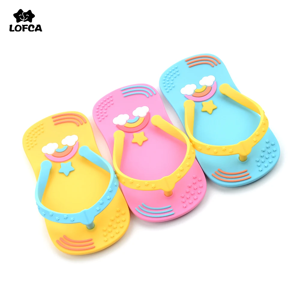 

LOFCA 1pc Baby Teethers Cartoon Flip Flops Baby Teething Toy Slippers Silicone Teether Pendant Pacifier Necklace Accessories