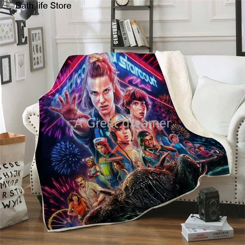 

Fashion Stranger Things Blanket For Beds Picnic Soft Thick Bedspread Fleece Sherpa Blanket Throw Weighted Blankets Decor Home