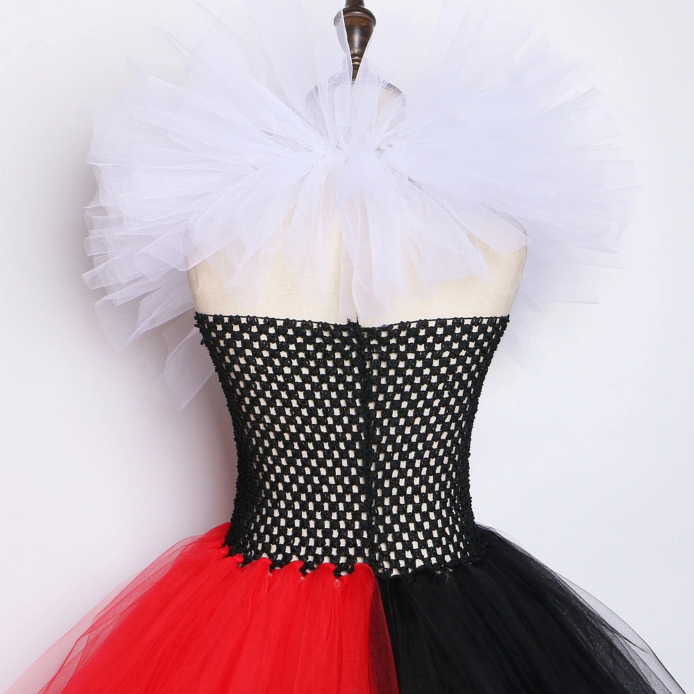 Красное Длинное Платье-пачка королевы для девочек Детский костюм на Хэллоуин