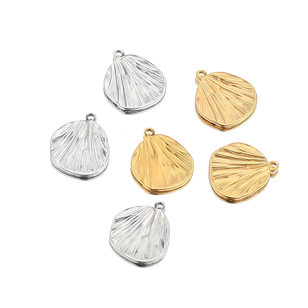 5pcs Stainless Steel 16mm Scallop Shells Charms Pendant for DIY Jewelry Making Craft Women Fashion Necklace Accessories Supplies | Украшения