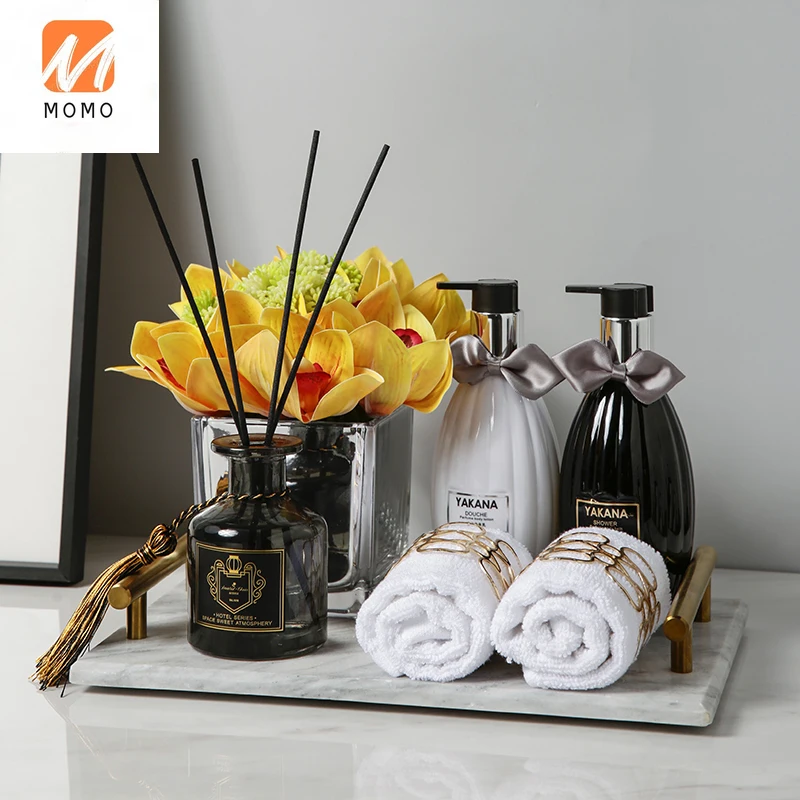 

Bathroom Bathroom Supplies Set Bathroom Kit Aromatherapy Bath Lotion Marble Tray Decoration Combination