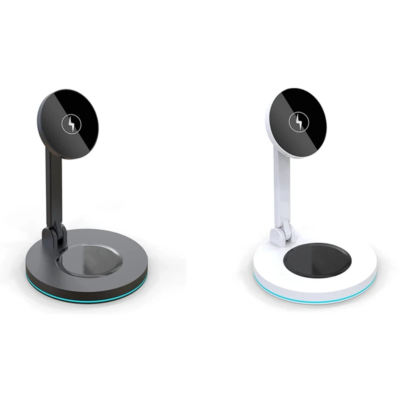 

Зарядная Станция QI 2 в 1, 15 Вт, подставка для быстрой беспроводной зарядки со светодиодом для iPhone 12 Pro