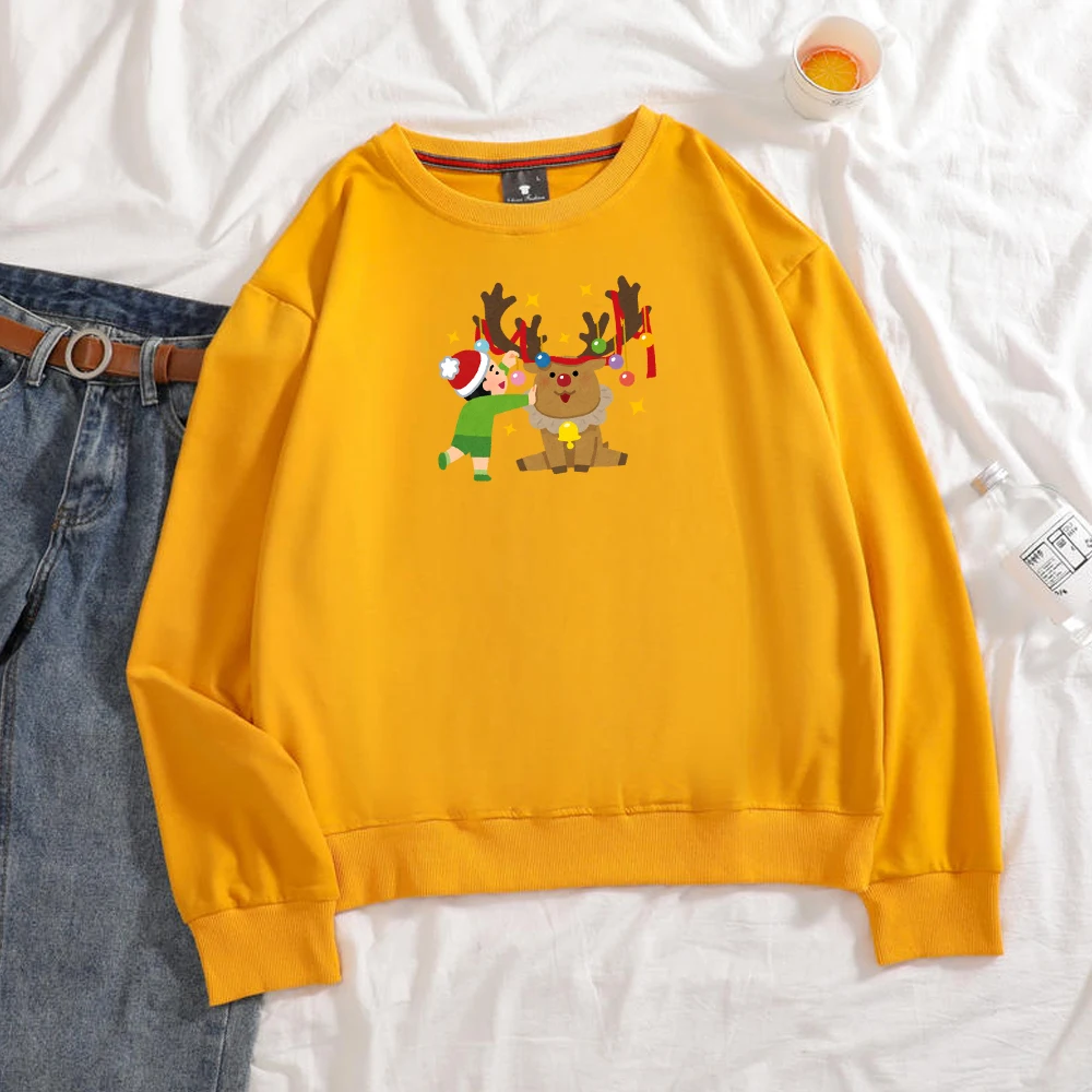 

Женская Спортивная толстовка, джемпер, Рождественские толстовки, Женская толстовка, мужская женская Свободная Толстовка, тонкая хлопковая ...