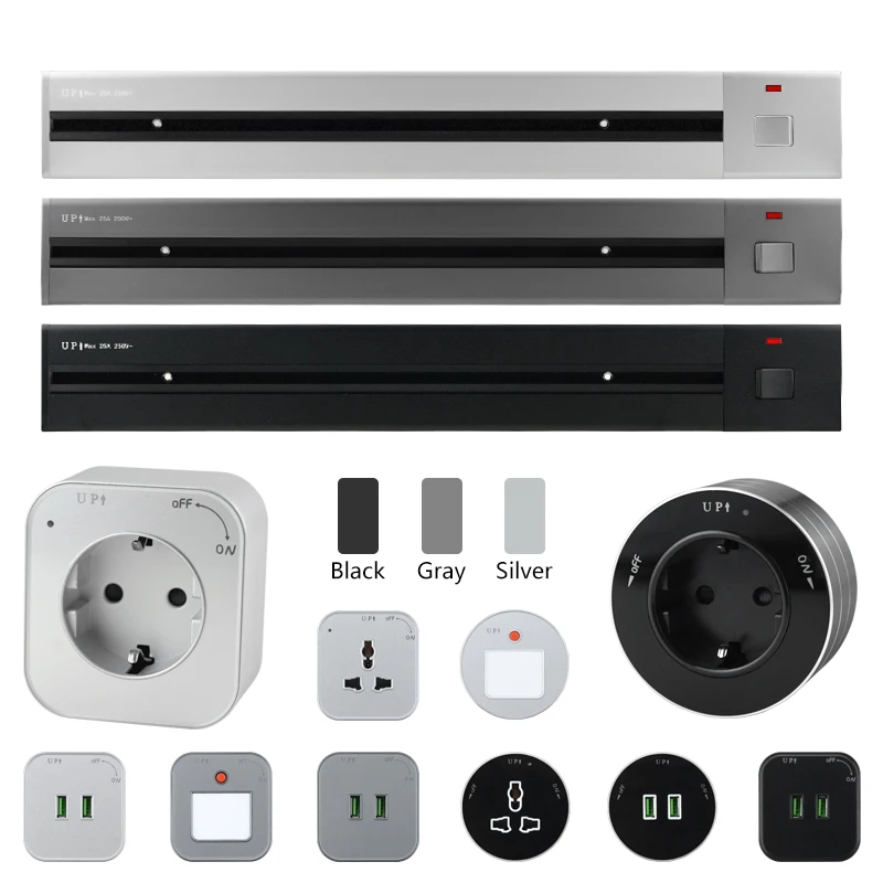 Move Rail Socket With Power Switch LED Indicator Multiple Module Combo Surface Mounted Outlet 250V Office Home Slide | Обустройство