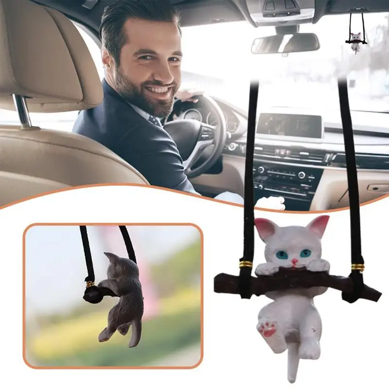 

Портативный автомобильный кулон Милая ветка кошка Подвеска для зеркала заднего вида украшение интерьера автомобиля для девочек подарок ак...
