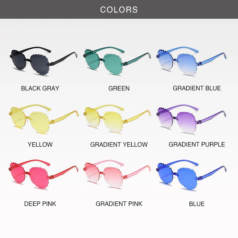 

Fashion Flower Shape Sun Glasses Plastic Frame Rimless Round Sunglasses Women Vintage Brand Design Female Gradient Glasses