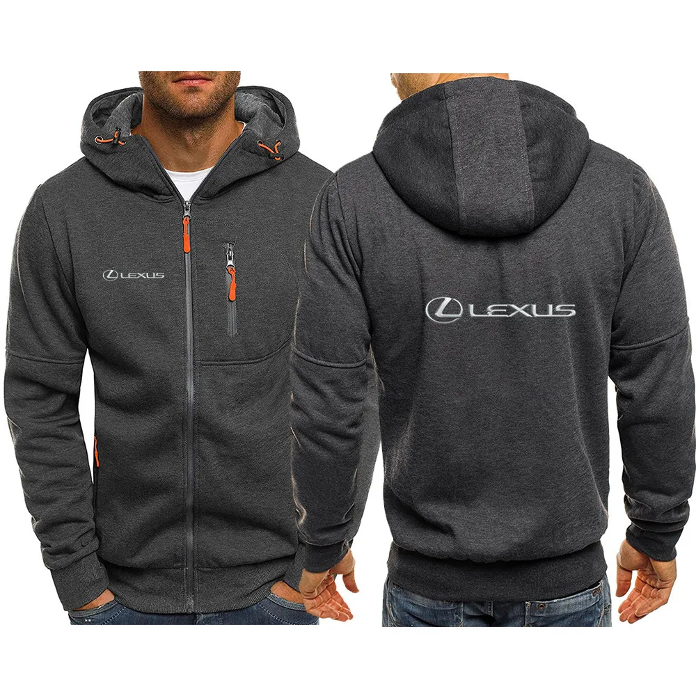 

2021 spring and autumn new men's LEXUS car long-sleeved logo tide brand printed hooded sweatshirt pocket zipper pullover men