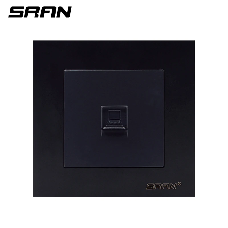 Black SRAN стены rj45 разъем для пятых категории компьютерный сетевой интерфейс огнезащитная панель ПК 86 мм* 86 мм 1 комплект интернет-выход - Тип: Black