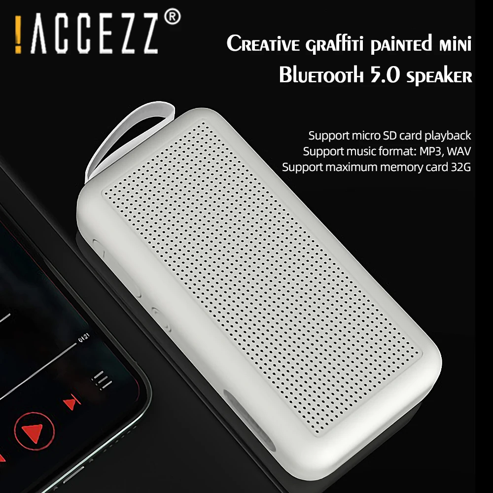 

!ACCEZZ Mini Wireless Portable Bluetooth 5.0 Speaker Support TF Card FM Radio HiFi 3D Stereo Surround Outdoor Loudspeaker Column