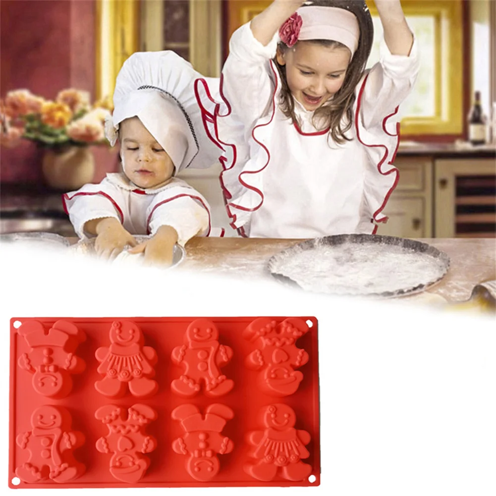 

8 Grids New Christmas Silicone Mold Chocolate Cake Biscuit Mousse Mould Cookies 3D DIY Snowman Kitchen Baking Tools Accessories