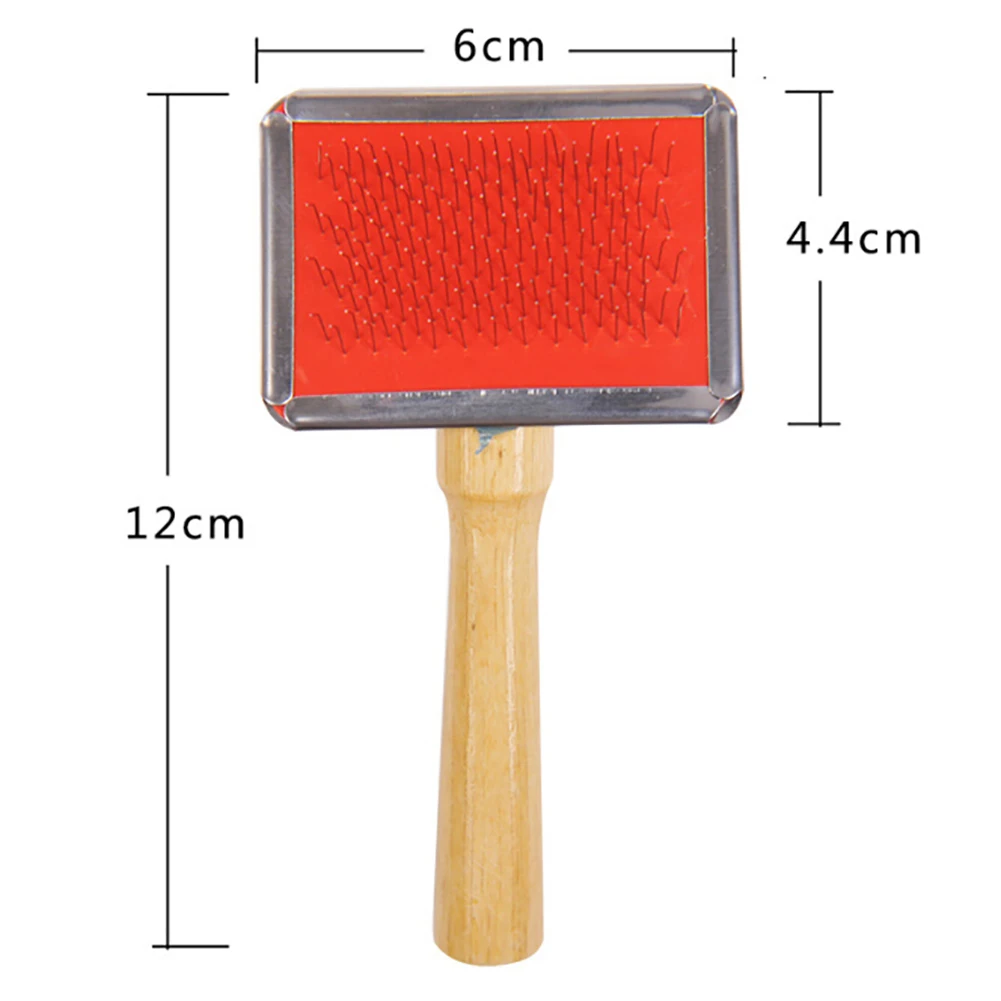 Расческа для ухода ха шерстью животных Массажная щетка волос с деревянной ручкой