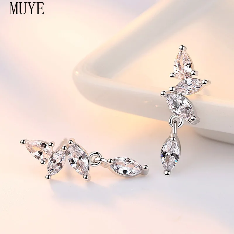 

MUYE Real 925 Sterling Silver Zircon Eye Drop Stud Earrings for Women's Girl's Romantic Elegant Fine Fashion Jewelry