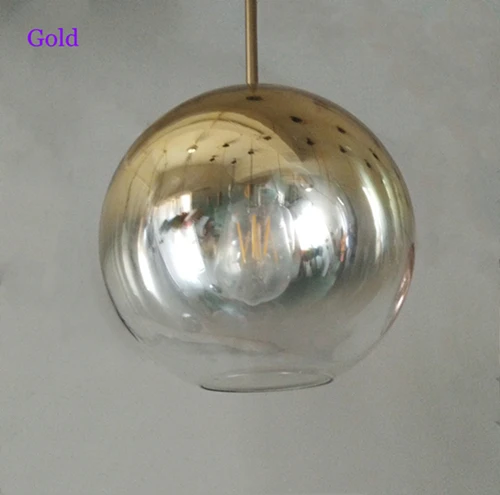Champagne gold Современный градиентный цвет стеклянный шар люстра led E27 кафе спальня отель Бар Декор Подвесная лампа серебро золото - Цвет корпуса: Champagne gold