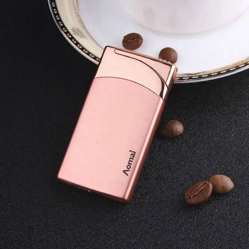 

Metal Lighters Portable Ultra-thin Windproof Lighter Small Cigarette Lighters Red Flame Refillable Butane Gas Lighters