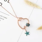 Ожерелье с подвеской в виде морской звезды и бусин для женщин и мужчин, из нержавеющей стали, цвет розы, летнее ювелирное изделие, подарок для матери