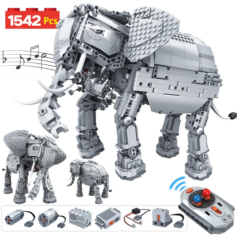 

1542 шт., Детский конструктор «Слон» с пультом ДУ