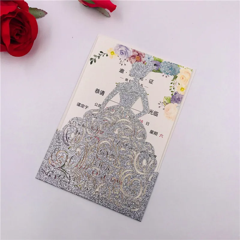 1 шт. Бесплатная доставка лазерная резка золотистые и красные блестящие