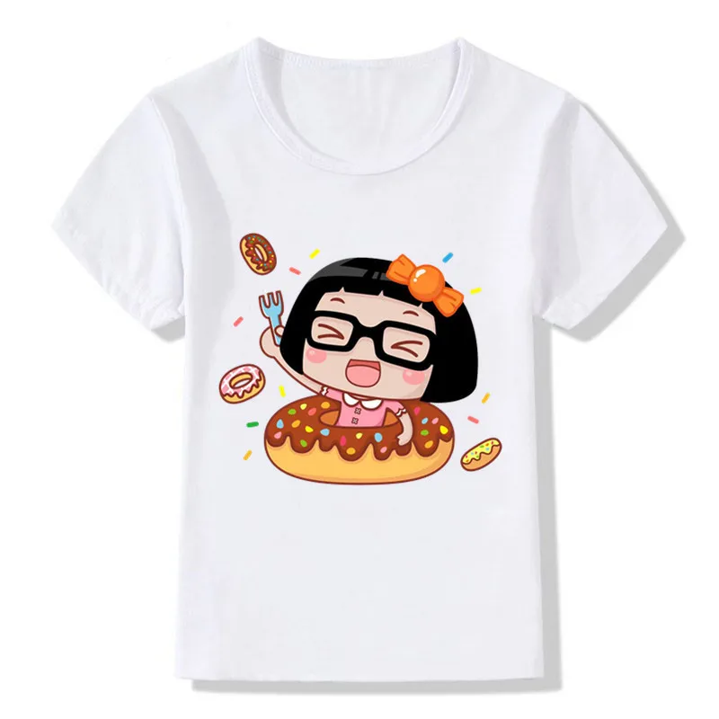 Забавная футболка для мальчиков и девочек 10 лет с милыми разноцветными пончиками