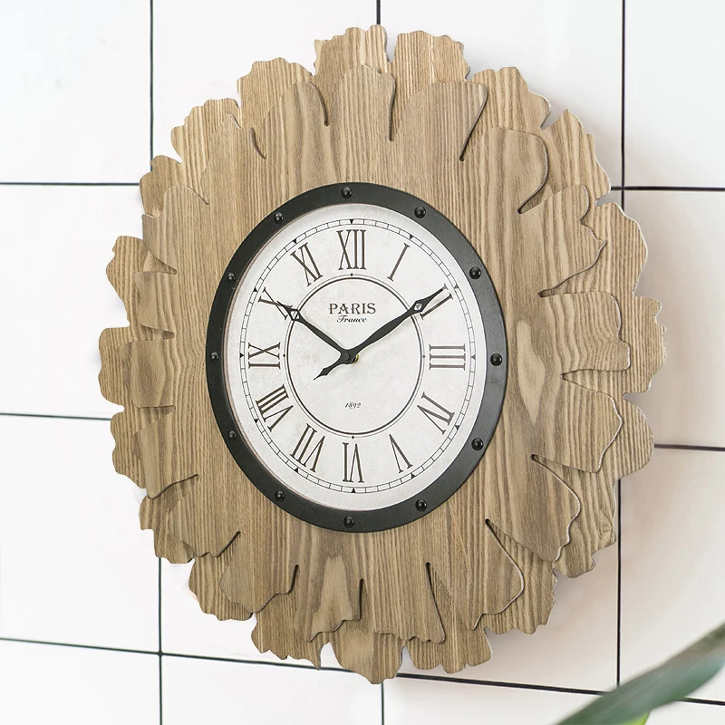 

Деревянные креативные настенные часы, римские винтажные бесшумные абстрактные настенные часы, минималистичные модные часы, парета, декор д...