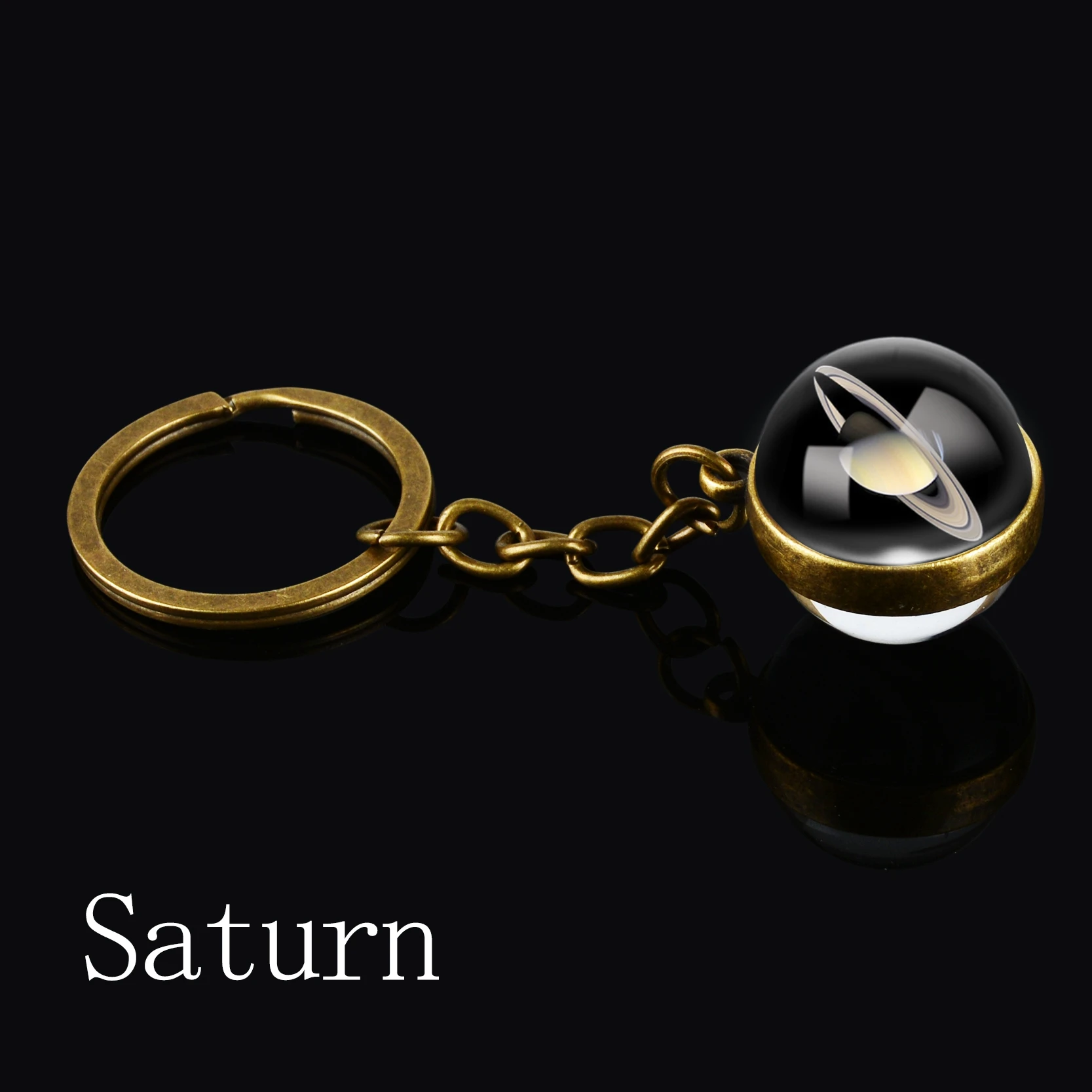 Брелок с солнечной системой стеклянный шар для ключей двухсторонний держатель