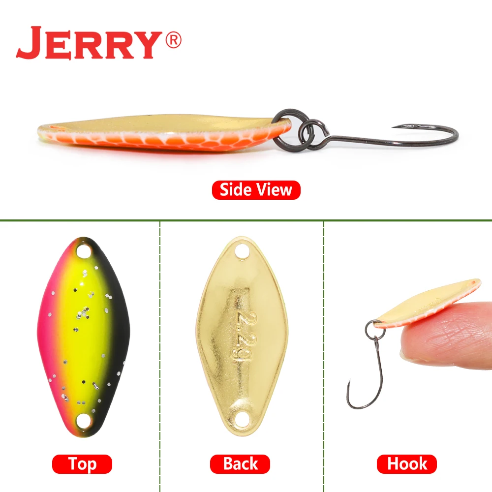 Jerry Pawn Area Trout Spinning Fishing Lure UL Artificial Metal Spoon 2.2g UV Coating Glitter Hard Lure Lake Fishing Tackle