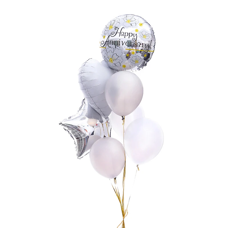 7pcs/1set 12-18inch Clear Latex Balloon happy Anniversary Rose Gold Silver Confetti Party Decor Adult ball | Дом и сад