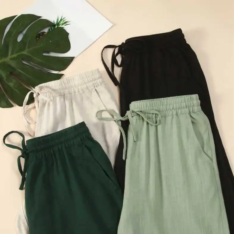 Женские широкие брюки с высокой талией свободные прямые укороченные в стиле