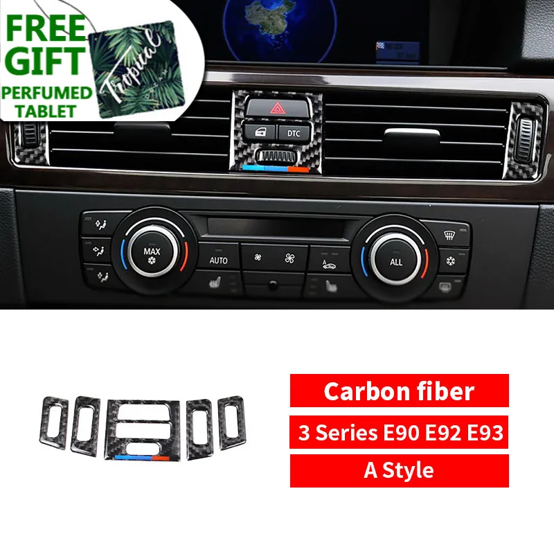 

For BMW e90 e92 e93 Carbon Fiber Interior Central Air Conditioner Outlet Decoration Frame Cover 2005-2012 3 Series Car-styling