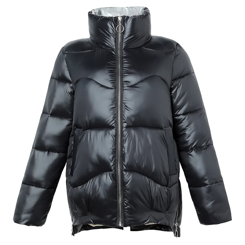 

Stand Collar Puffer Jacket Women Shiny Warm Women's Winter Jacket Plus Size Thick Casual Women's Parkas Solid Female Coat