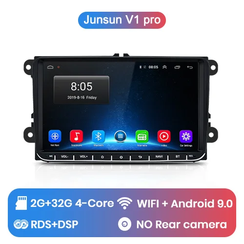 Junsun V1pro 2 г+ 32 г DSP Android9.0 Автомобильный мультимедийный плеер радио gps для Volkswagen VW Passat B6 Touran GOLF5 POLO jetta 2 din DVD - Цвет: V1 Pro