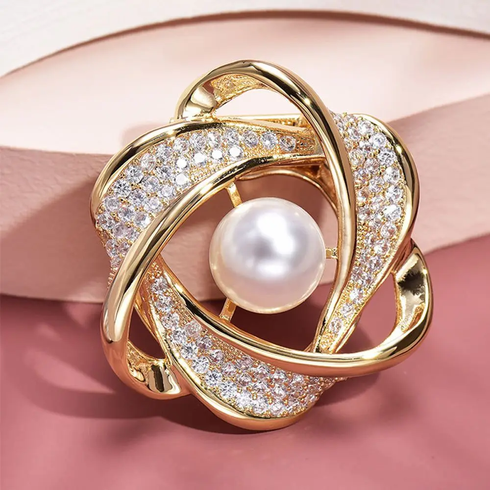 Trendy Vintage Rhinestone Flower Pearl Crystal Scarf Ring Korean Style Brooch Pins Shawl Clip Women Buckle | Украшения и