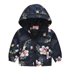 Детская осенне-Весенняя верхняя одежда, тонкая куртка с цветочным принтом, ветровка на молнии с длинным рукавом и капюшоном для мальчиков и девочек