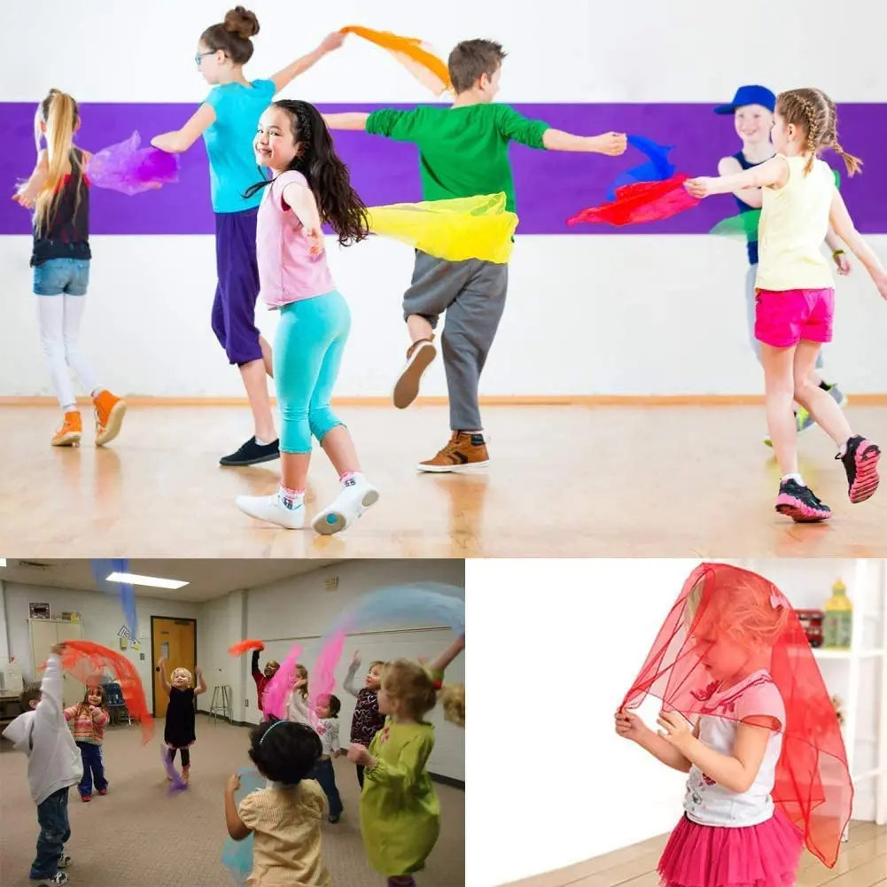 6Pcs Children Dance Juggling Scarves Square Scarf Hemmed Edges Performance Props Accessories Sports Interactive Gauze | Игрушки и хобби