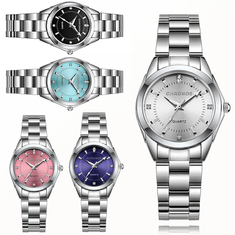 

CHRONOS Frauen Luxus Strass Edelstahl Quarz Uhren Damen Business Uhr Japanischen Bewegung Relogio Feminino CH23