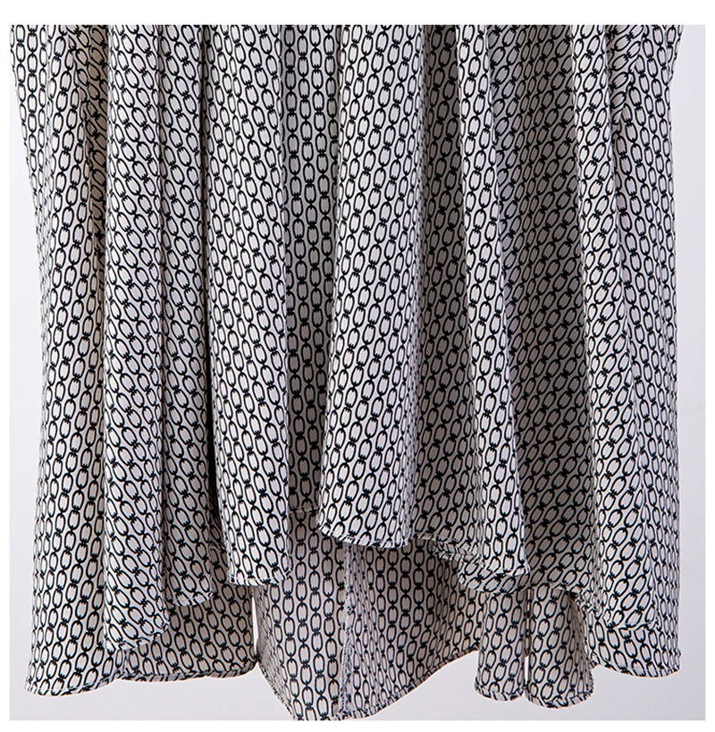 

[EAM] Women Printing Pattern Big Size Long Blouse New Bow Collor Sleeveless Loose Fit Shirt Fashion Spring Summer 2021 1DD6944