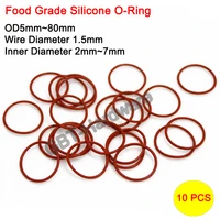10pcs food grade silicone o ring od5mm80mm wire diameter 1 5mm inner diameter 2mm7mm gasket oil ring gasket red white