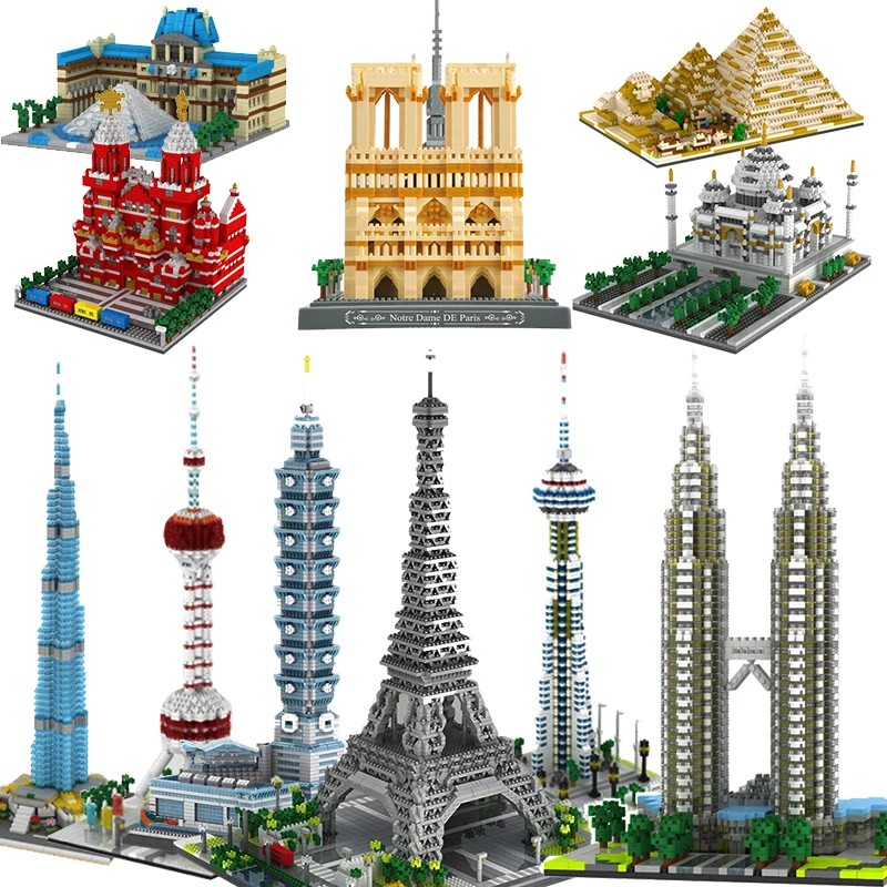

Micro Bricks Mini Blocks Architecture Triumphal Arch Pyramid Sets Model Building Kits Kids Toys Expert London Paris Eiffel Tower