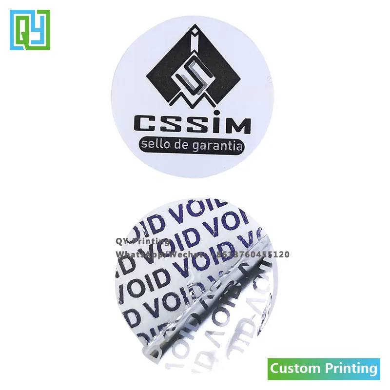 

1000 pcs 3*3cm Custom Logo Brand Warranty Stickers Customized Printing Silver VOID Security Packaging Seal Labels Tamper Evident