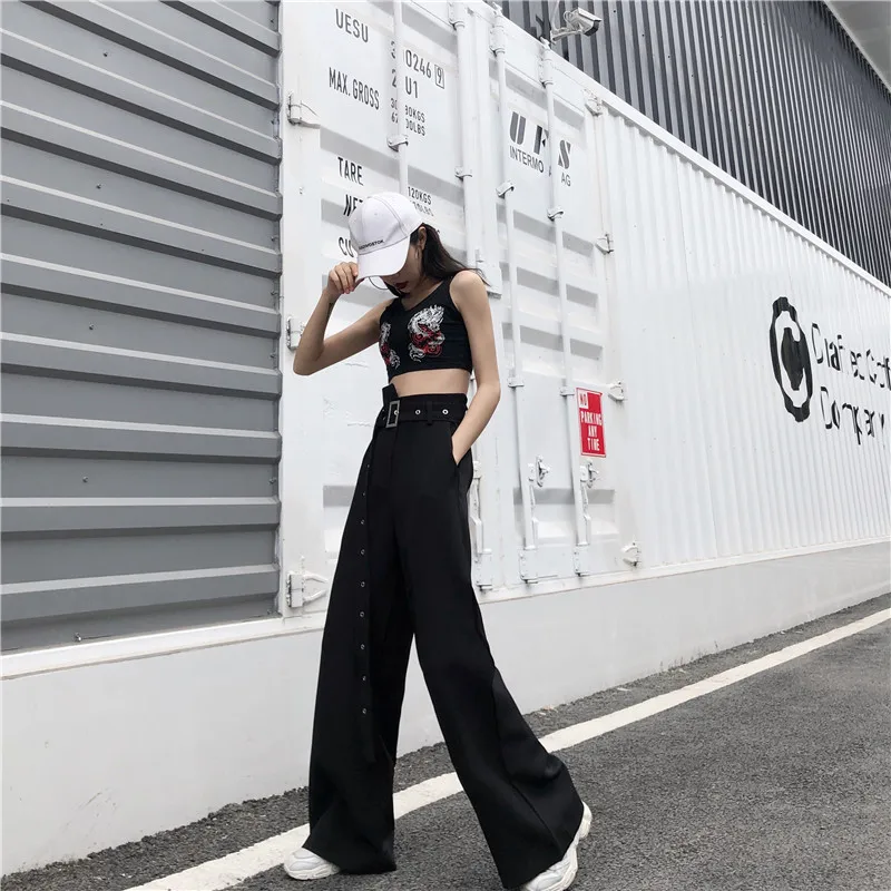 Heydress 2020 корейские черные широкие брюки женские повседневные с высокой талией