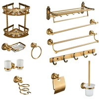 antique brass bathroom accessories set shelf towel bar cup holders hairdryer rack tissue holder roll paper holder soap dish